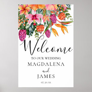 Välkomna till färgad Rosa och Orange Tropical Flow Poster
