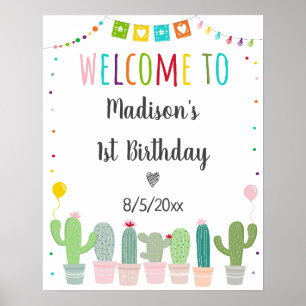 Välkomna till Fiesta Cactus Girl Birthday Poster