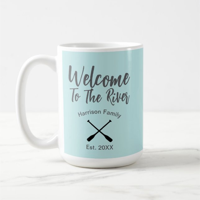 Välkomna till floden anpassningsbar namn kaffemugg (Vänster)