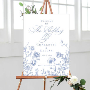 Välkomna till fransk-lekingen Blue Blommigt bröllo Poster