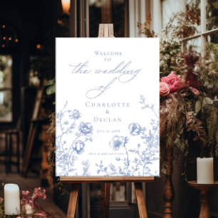 Välkomna till fransk-lekingen Blue Blommigt bröllo Poster
