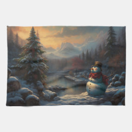 Välkomna till Frosty | Jolly Snögubbe jul Kökshandduk