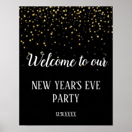 Välkomna till guld Confetti på Nyårsaftonen Black Poster
