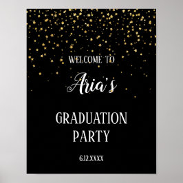 Välkomna till guld Confetti på Studentfesten Black Poster