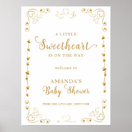 Välkomna till guld Elegant Baby Shower Poster