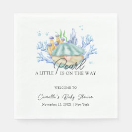 Välkomna till havets pärla under babyduschen i hav pappersservett