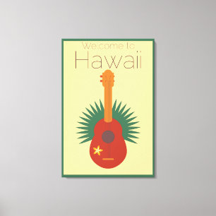 Välkomna till Hawaii den Retro ukulelen Canvastryck