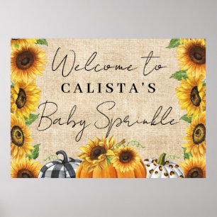 Välkomna till hösten Pumpkin Solros Baby Sprinkle Poster