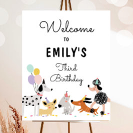 Välkomna till hund Puppy Pawty Modern Girl Birthda Poster