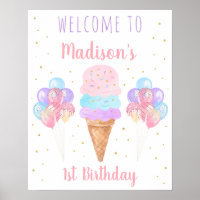 Välkomna till Ice Cream Rosa Guld Pastel Birthday 