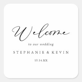 Välkomna till Idyllik Snyggt Calligraphy Bröllop Fyrkantigt Klistermärke