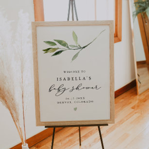 Välkomna till ISABELLA Elegant Greenery Baby Showe Poster