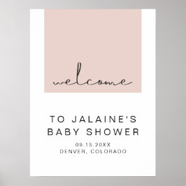 Välkomna till JALAINE Modern  Rosa Baby Shower Poster