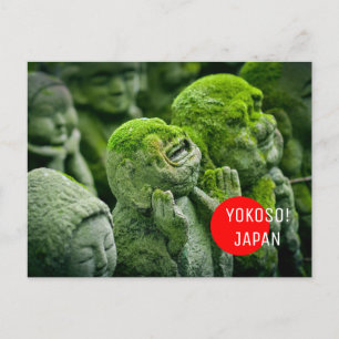 Välkomna till japansk grönt-moss buddha-postkorsni vykort