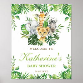 Välkomna till Jungle Animals Greenery Boy Shower V Poster