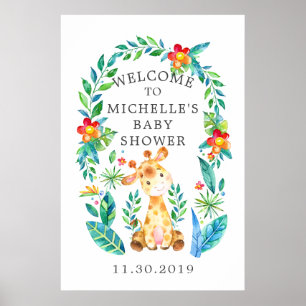 Välkomna till Jungle Safari Animals Baby Shower Vä Poster