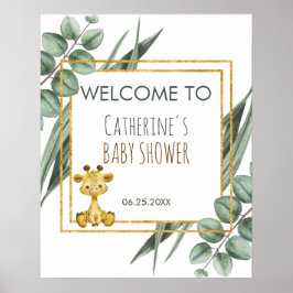 Välkomna till Jungle Safari Giraffe Baby Shower Poster