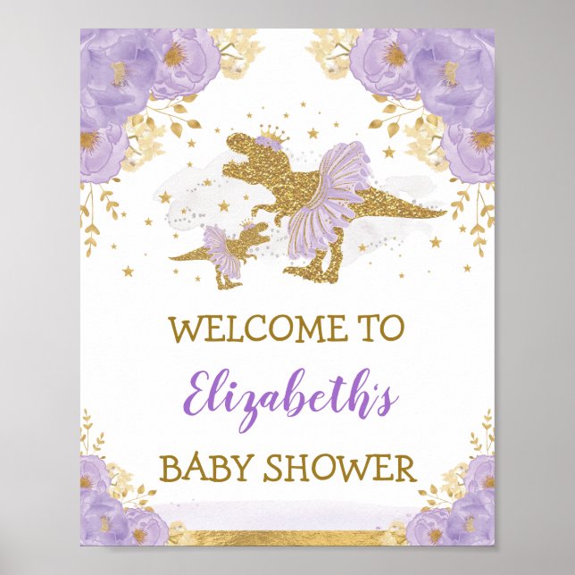 Välkomna till Lavender Dinosaur Ballerina Baby Sho Poster (Framsidan)