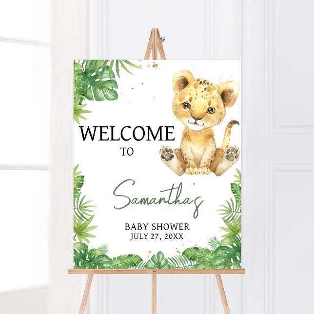Välkomna till Lejon babydusch Poster (Roaring with Excitement Lion Baby Shower Welcome Sign)
