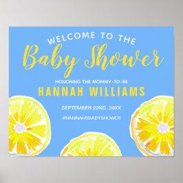 Välkomna till Lemon Slice Blue Baby Shower Poster