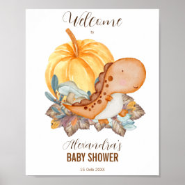 Välkomna till lilla pumpa och dinosauriebabydusch poster