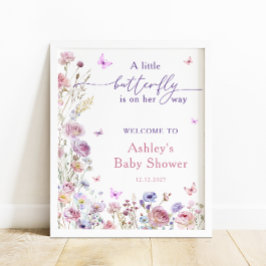 Välkomna till Little Butterfly Garden Girl Baby Sh Poster