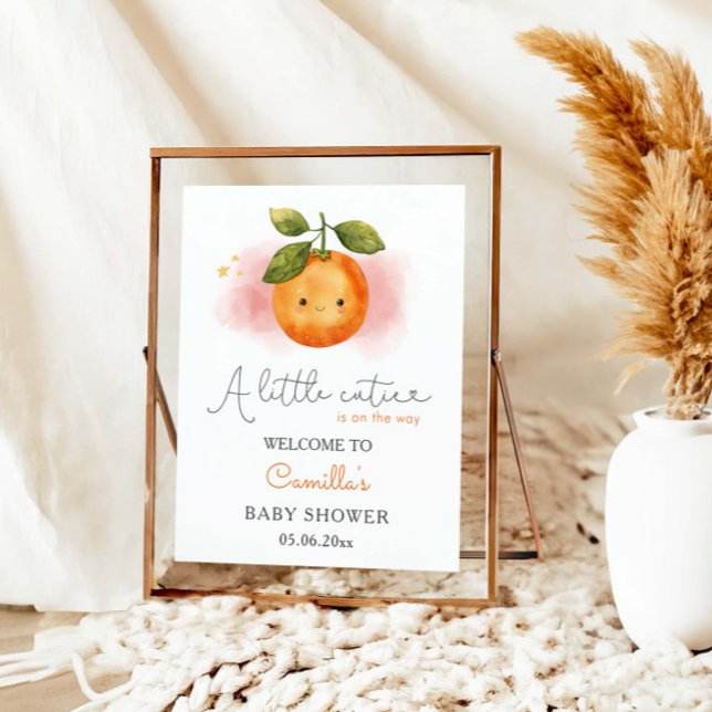 Välkomna till Little Cutie Orange Baby Shower Poster (Skapare uppladdad)