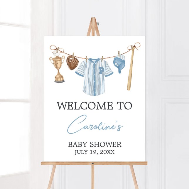 Välkomna till Little Slugger Baseball Baby Shower Poster (Baseball Little Slugger Baby Shower WelcomeSign)