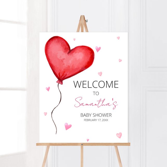 Välkomna till Little Swearing Red Valentine Poster (Minimalist Little Sweetheart Baby Shower Welcome Sign)