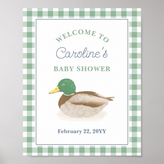 Välkomna till Mallard Anka Hunting Boy Baby Shower Poster (Framsidan)