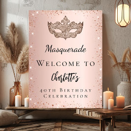 Välkomna till maskmasken ro guld glitter poster
