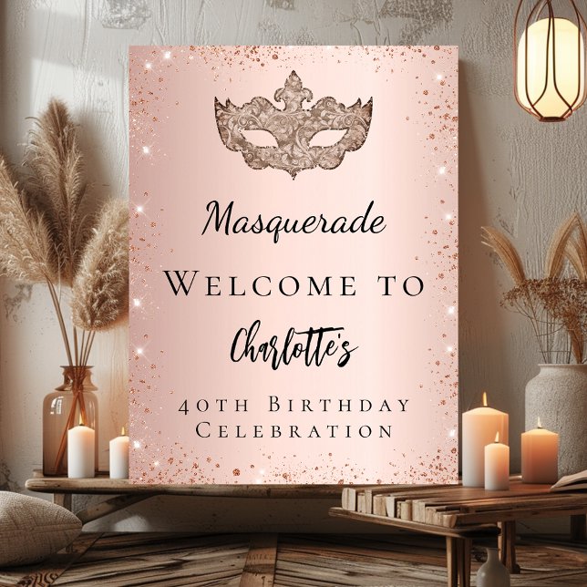 Välkomna till maskmasken ro guld glitter poster (Skapare uppladdad)