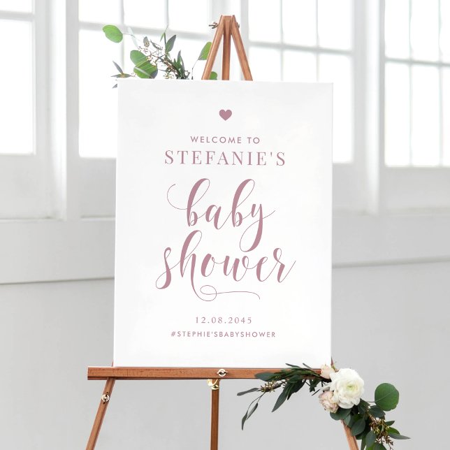 Välkomna till Mauve Bold Script Baby Shower Poster (Skapare uppladdad)