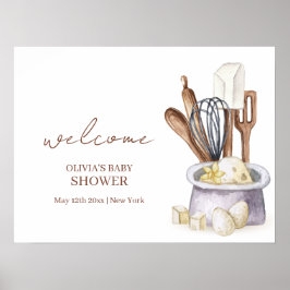 Välkomna till minimal Boho Bakery Chef Baby Shower Poster