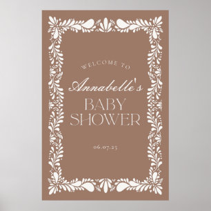 Välkomna till Mocha Brown Talavera Fiesta Baby Sho Poster