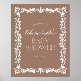 Välkomna till Mocha Brown Talavera Fiesta Baby Sho Poster