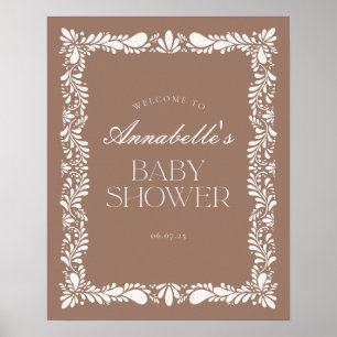 Välkomna till Mocha Brown Talavera Fiesta Baby Sho Poster