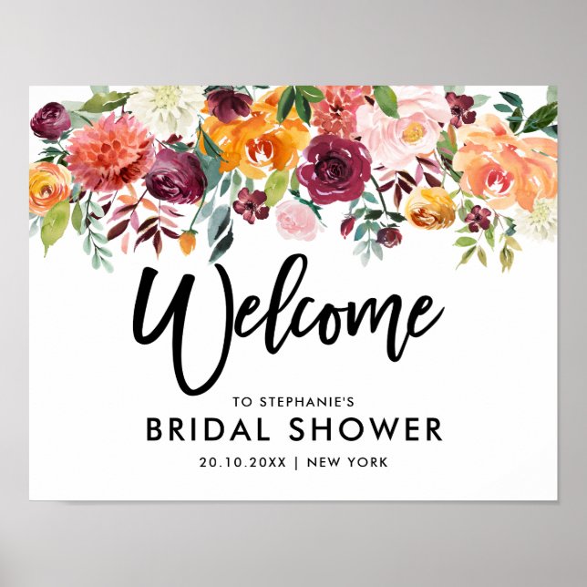 Välkomna till Möhippan för  Blommigt hösten Burgun Poster (Framsidan)