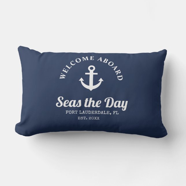 Välkomna till Nautical Boat Namn Dekorativ kudde (Framsida)