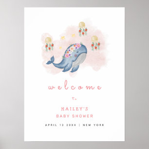 Välkomna till Ocean Sweet Whale Blommigt Baby Show Poster