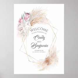 Välkomna till Pampas Grass Rosa Kung Protea Chic B Poster