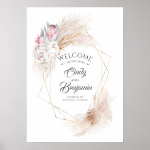 Välkomna till Pampas Grass Rosa Kung Protea Chic B Poster