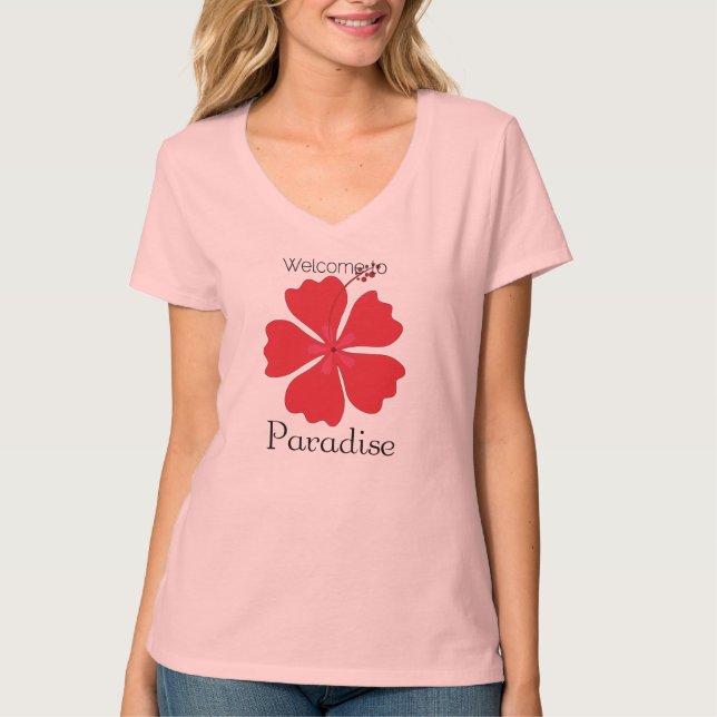 Välkomna till paradis med tropiska Hibiscus Tee (Framsida)
