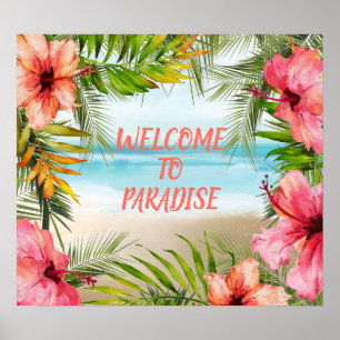 Välkomna till Paradise vid Tropical Island Beach Poster