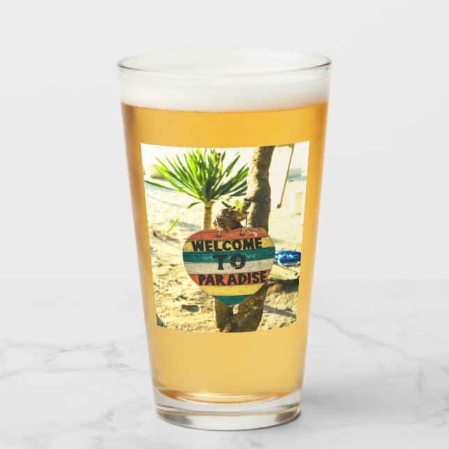 Välkomna till paradiset Beach Ocean Glaskopp (Framsida fylld)