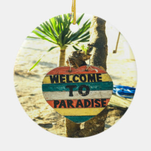 Välkomna till paradiset Beach Ocean Julgransprydnad Keramik
