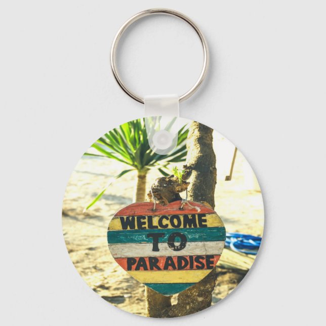 Välkomna till paradiset Beach Ocean Nyckelring (Framsida)