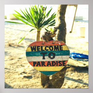Välkomna till paradiset Beach Ocean Poster