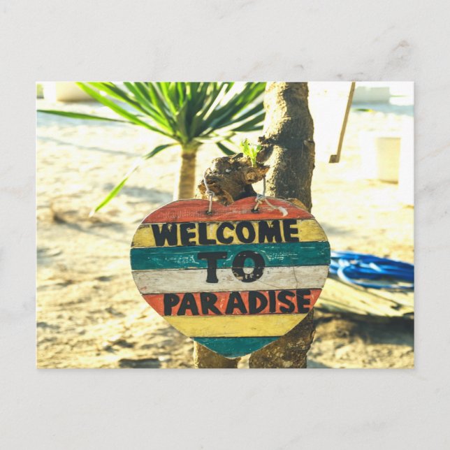 Välkomna till paradiset Beach Ocean Vykort (Framsida)