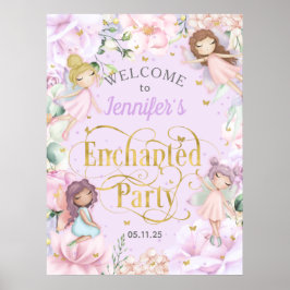 Välkomna till party Fairy Tema Flickans födelsedag Poster